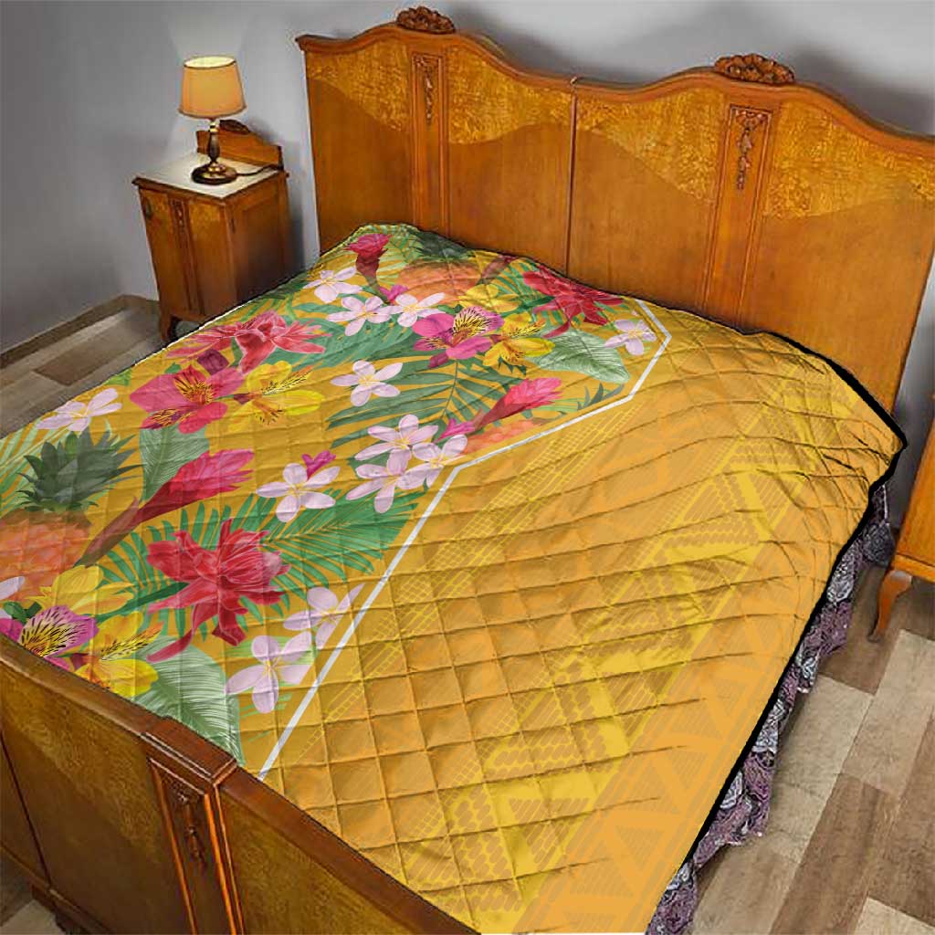Afro Tropical Flowers Quilt Yellow Version LT18