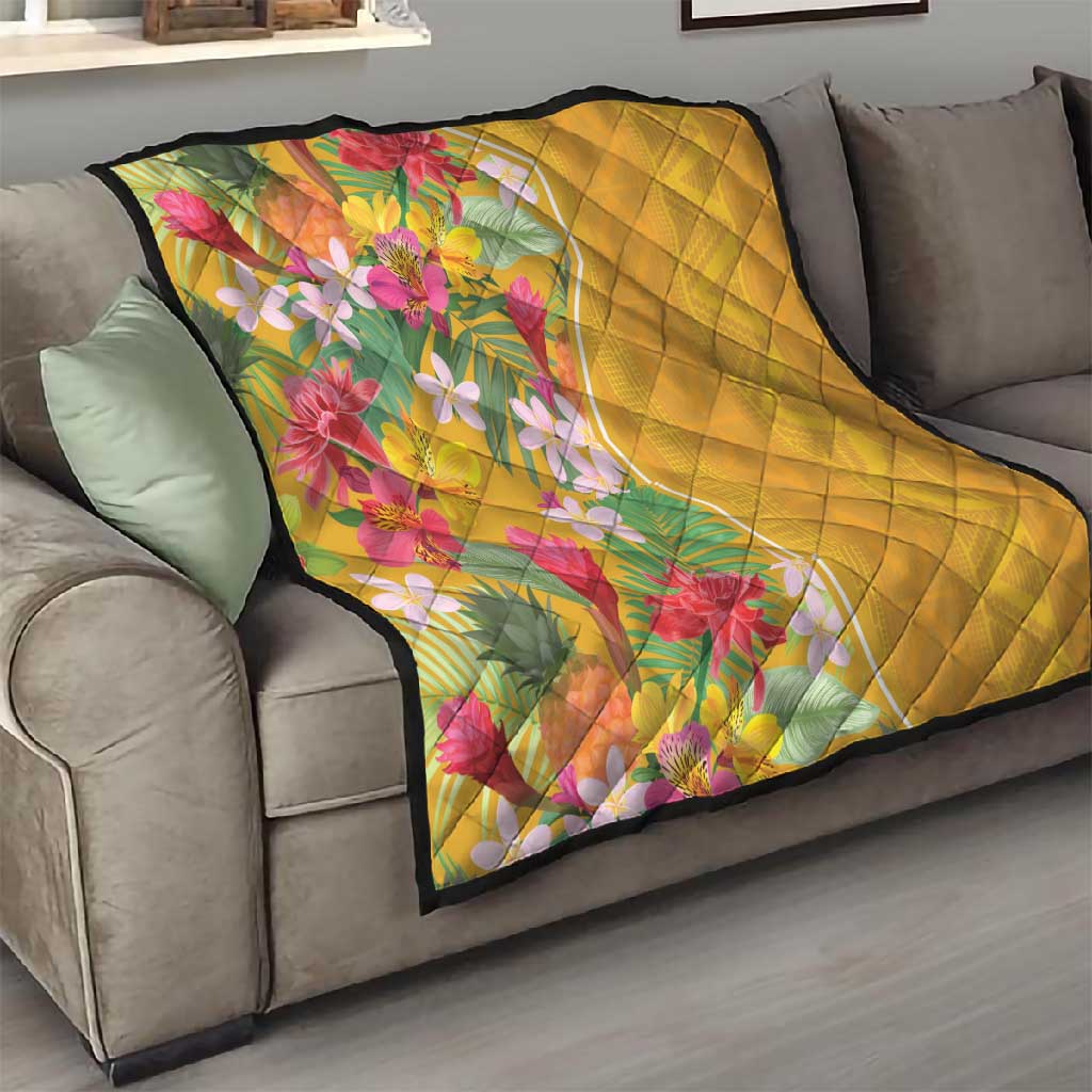 Afro Tropical Flowers Quilt Yellow Version LT18