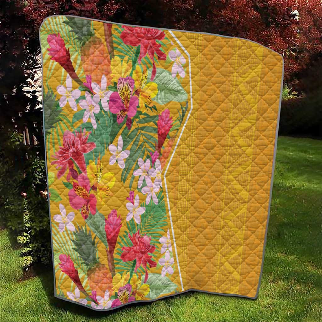 Afro Tropical Flowers Quilt Yellow Version LT18