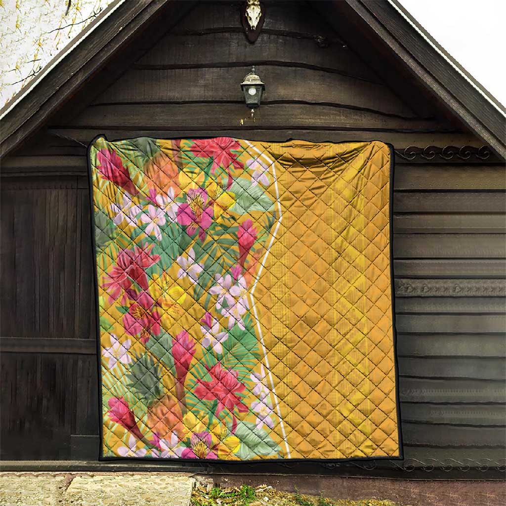 Afro Tropical Flowers Quilt Yellow Version LT18