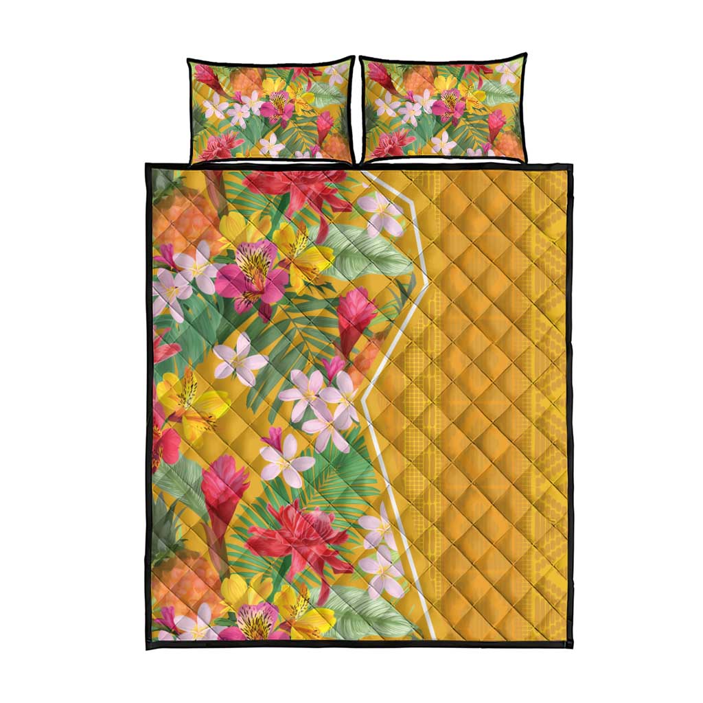 Afro Tropical Flowers Quilt Bed Set Yellow Version LT18