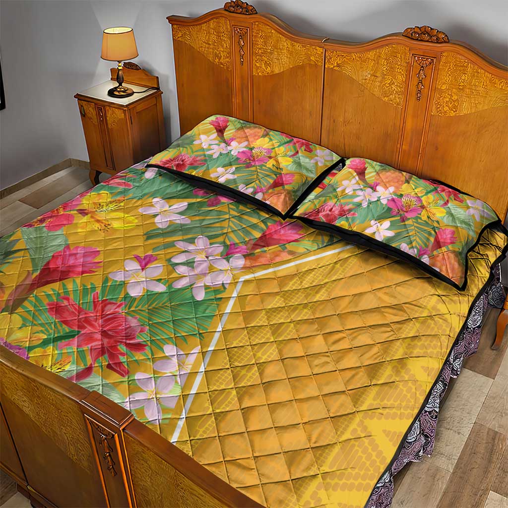 Afro Tropical Flowers Quilt Bed Set Yellow Version LT18