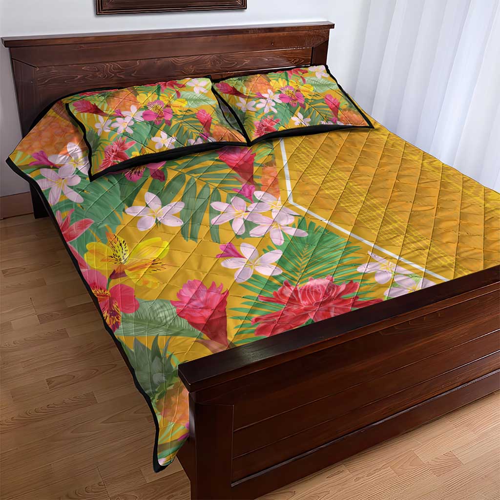 Afro Tropical Flowers Quilt Bed Set Yellow Version LT18