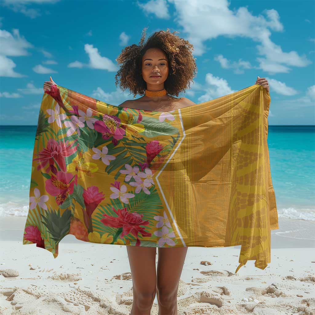 Afro Tropical Flowers Sarong Yellow Version LT18
