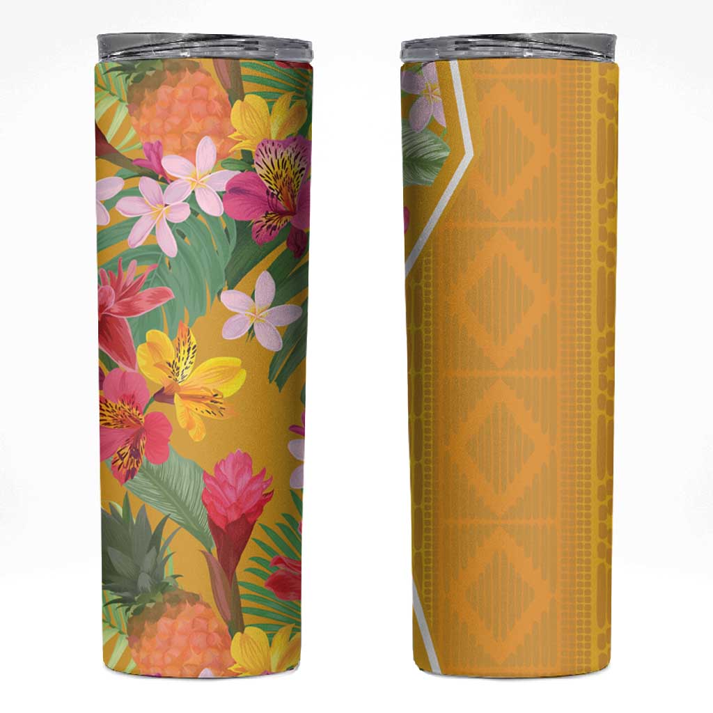 Afro Tropical Flowers Skinny Tumbler Yellow Version LT18