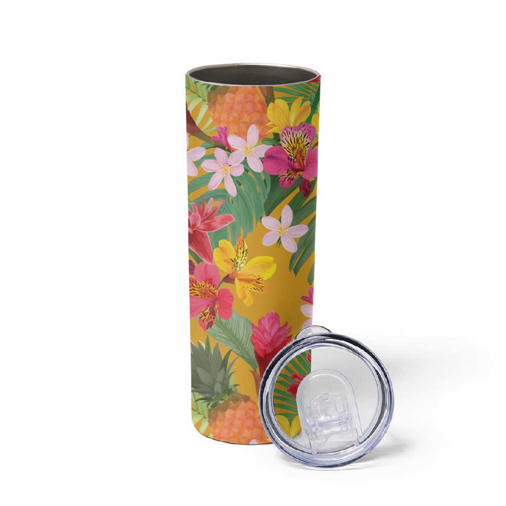 Afro Tropical Flowers Skinny Tumbler Yellow Version LT18