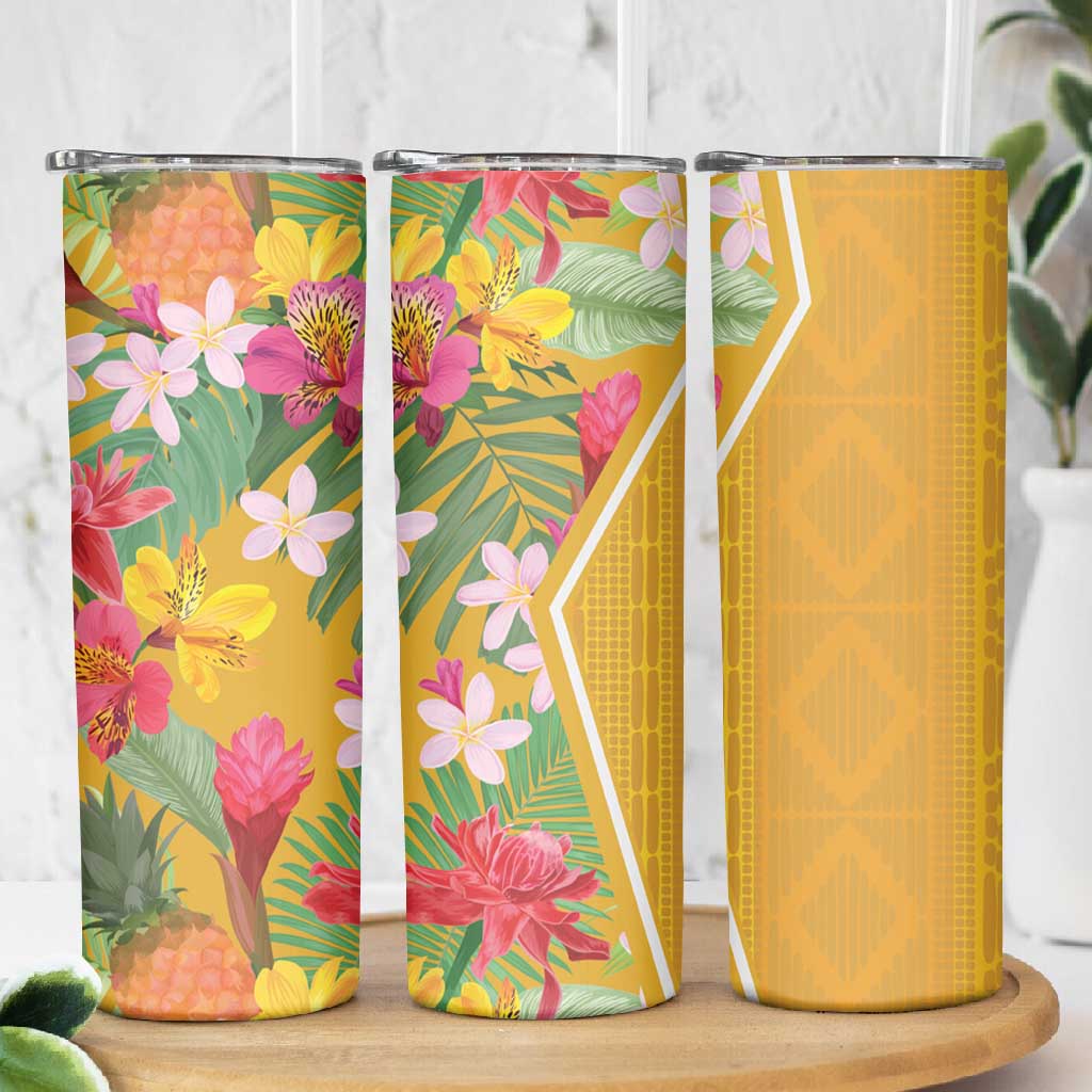 Afro Tropical Flowers Skinny Tumbler Yellow Version LT18