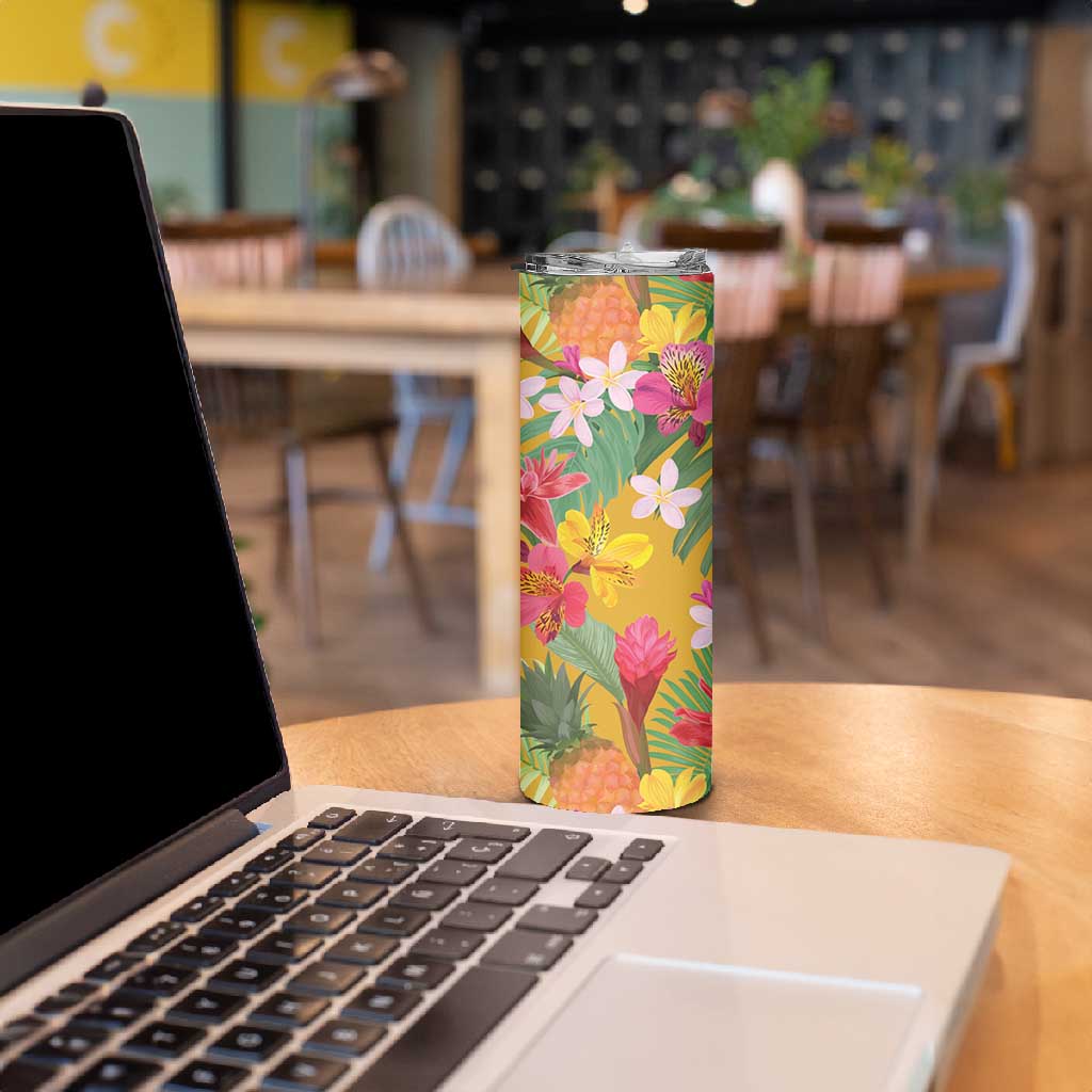 Afro Tropical Flowers Skinny Tumbler Yellow Version LT18