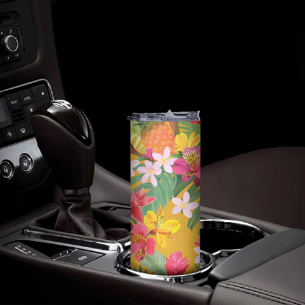 Afro Tropical Flowers Skinny Tumbler Yellow Version LT18