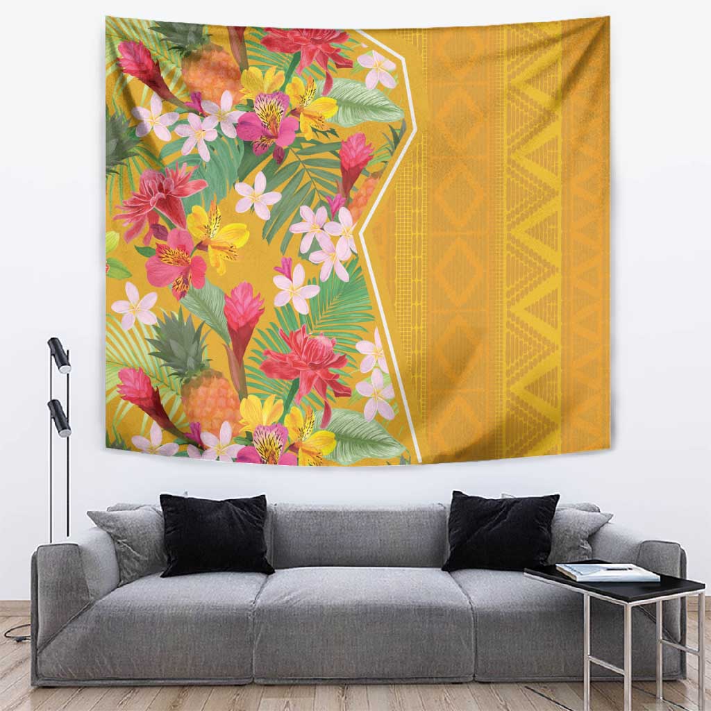 Afro Tropical Flowers Tapestry Yellow Version LT18