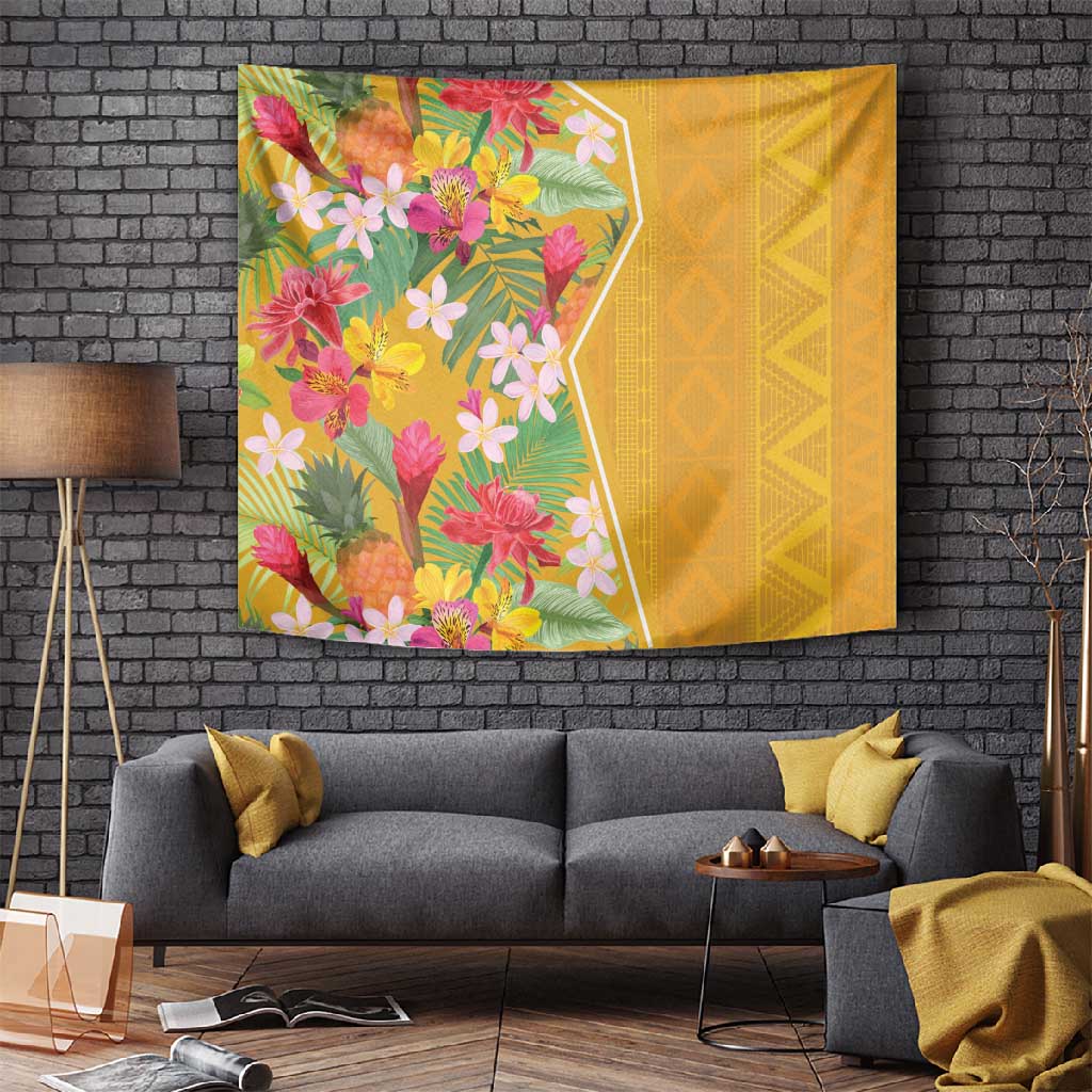 Afro Tropical Flowers Tapestry Yellow Version LT18