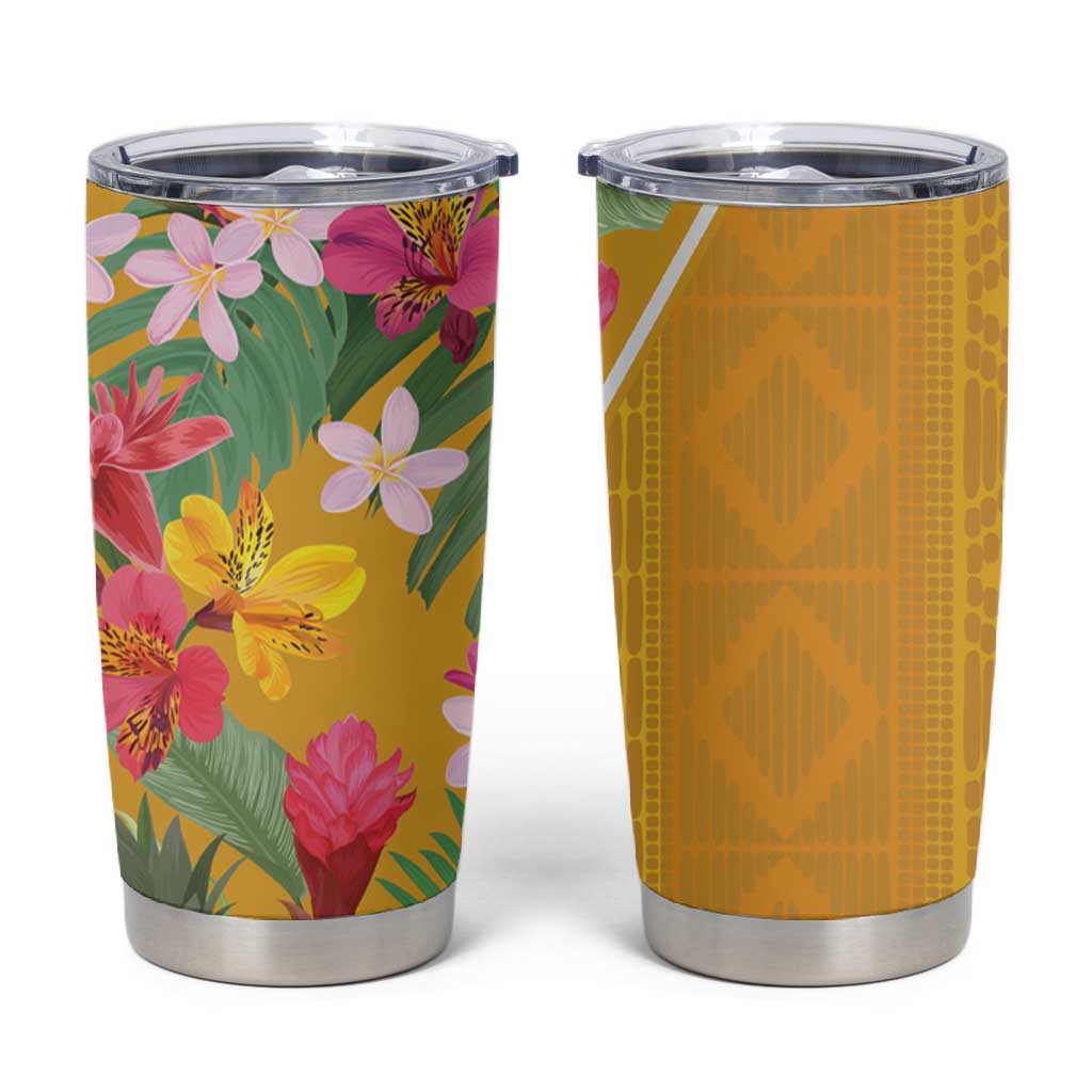 Afro Tropical Flowers Tumbler Cup Yellow Version LT18