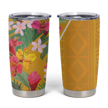 Afro Tropical Flowers Tumbler Cup Yellow Version LT18