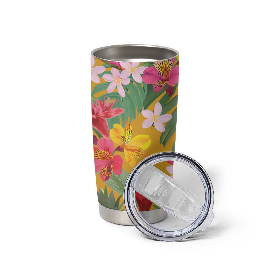Afro Tropical Flowers Tumbler Cup Yellow Version LT18