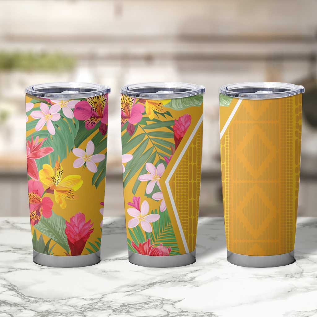 Afro Tropical Flowers Tumbler Cup Yellow Version LT18