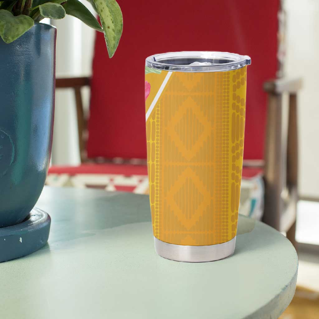 Afro Tropical Flowers Tumbler Cup Yellow Version LT18