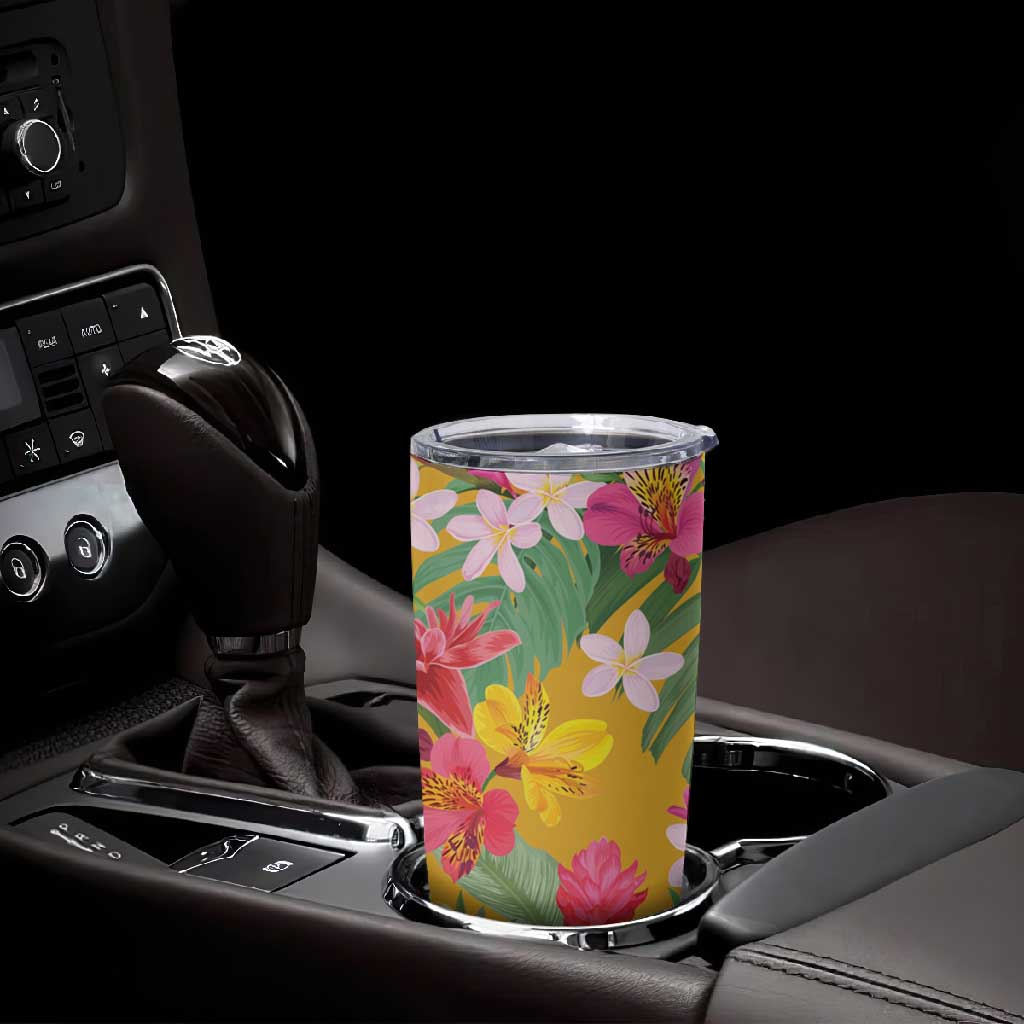 Afro Tropical Flowers Tumbler Cup Yellow Version LT18