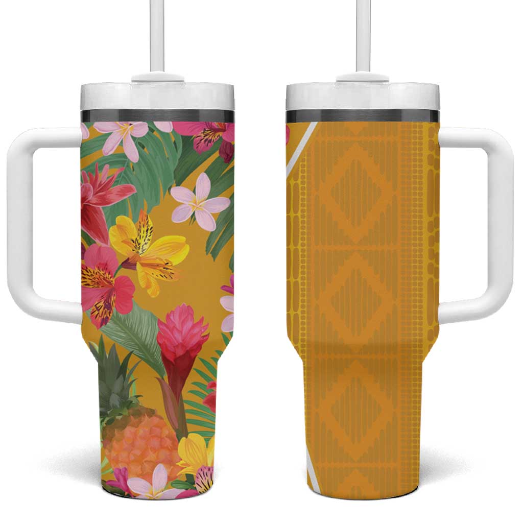 Afro Tropical Flowers Tumbler With Handle Yellow Version LT18