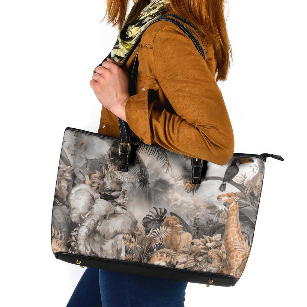 Africa Safari Animals Leather Tote Bag LT18