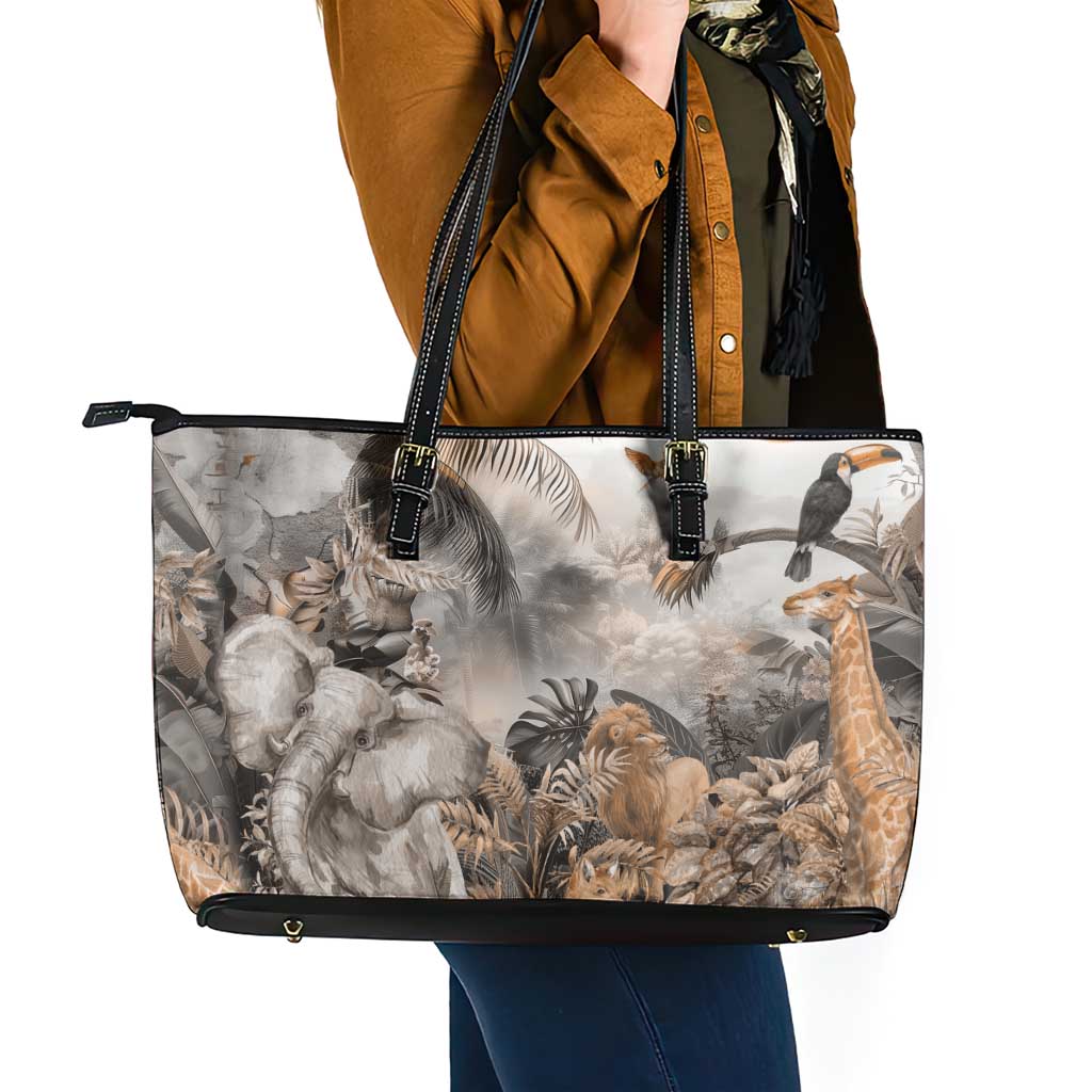Africa Safari Animals Leather Tote Bag LT18