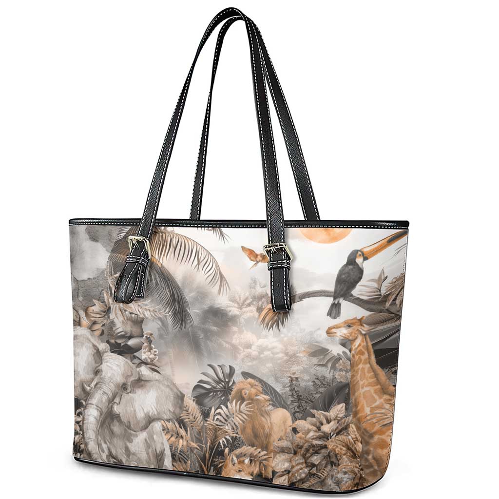 Africa Safari Animals Leather Tote Bag LT18