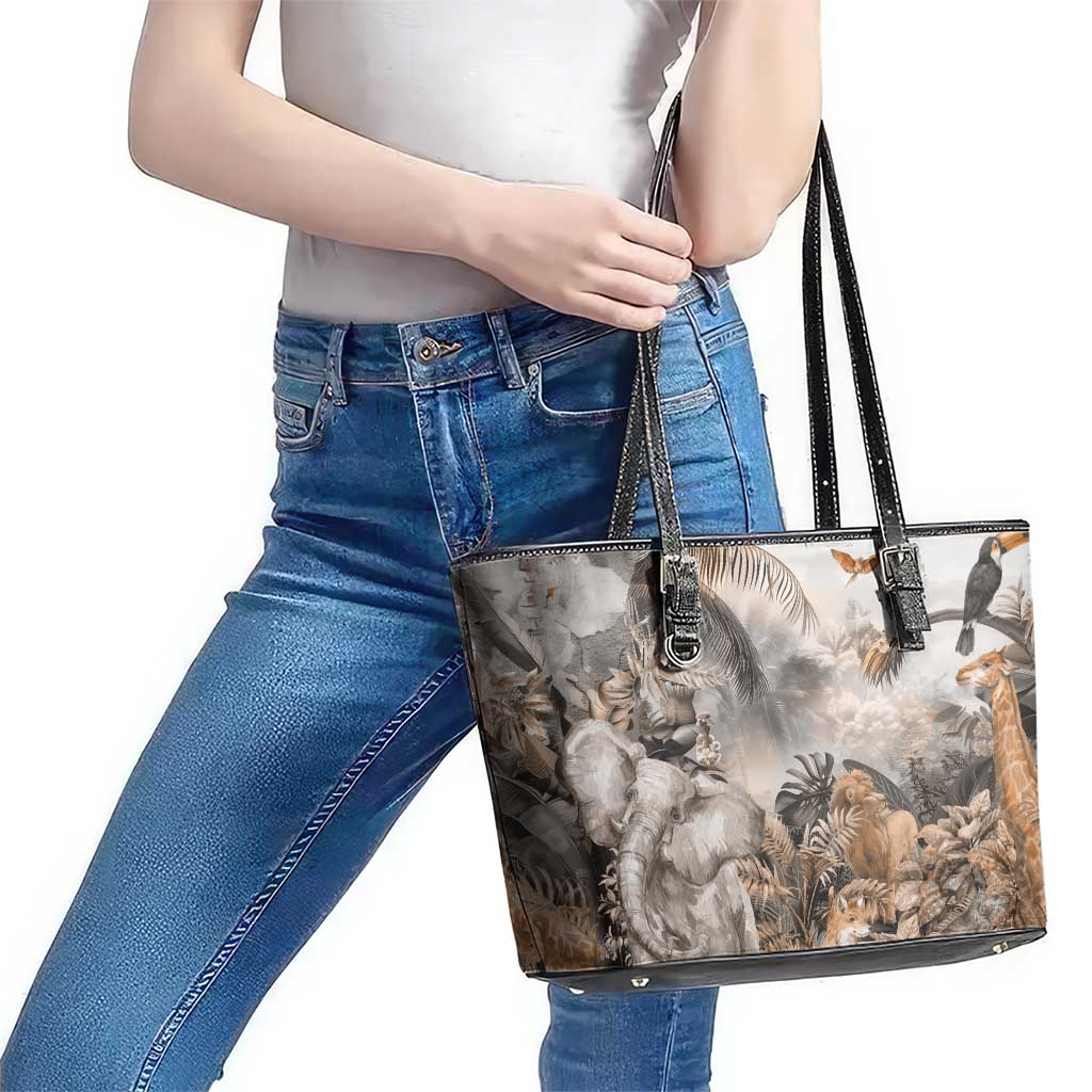 Africa Safari Animals Leather Tote Bag LT18