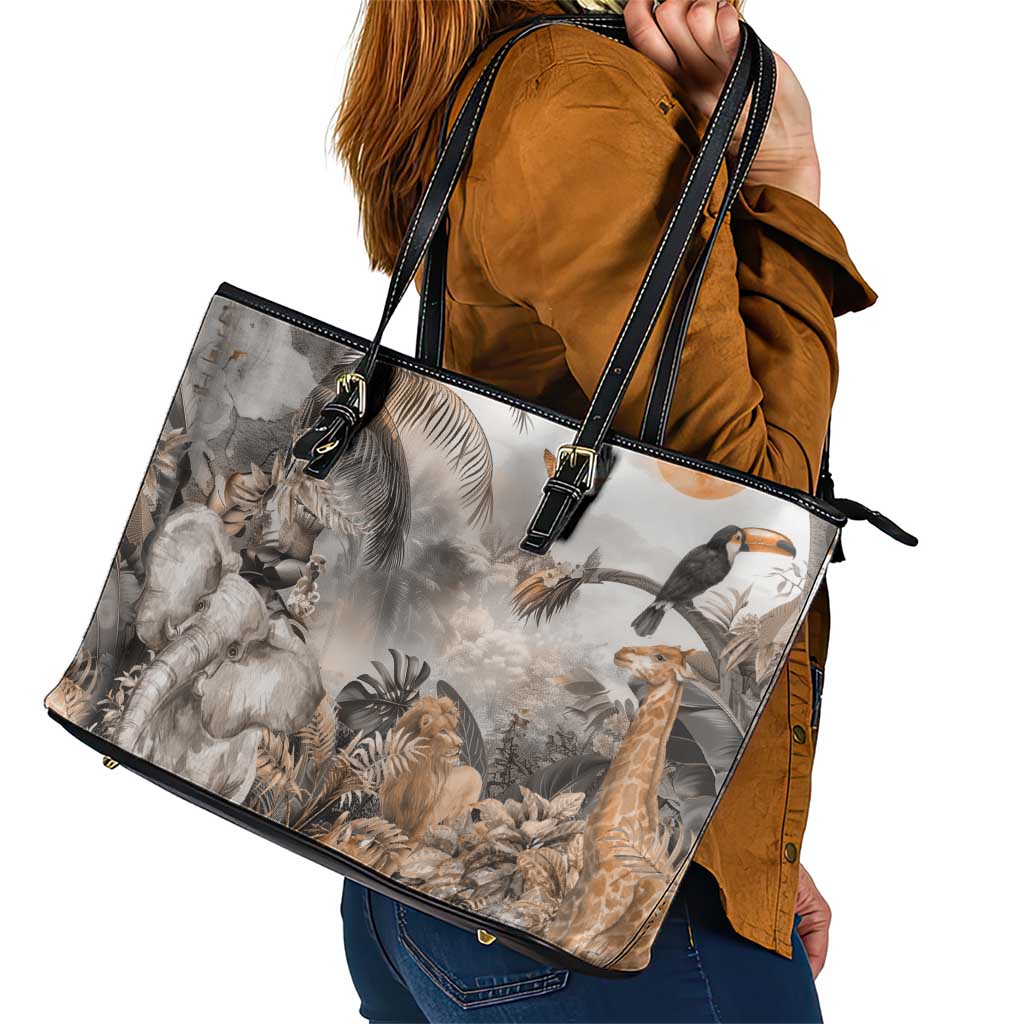 Africa Safari Animals Leather Tote Bag LT18