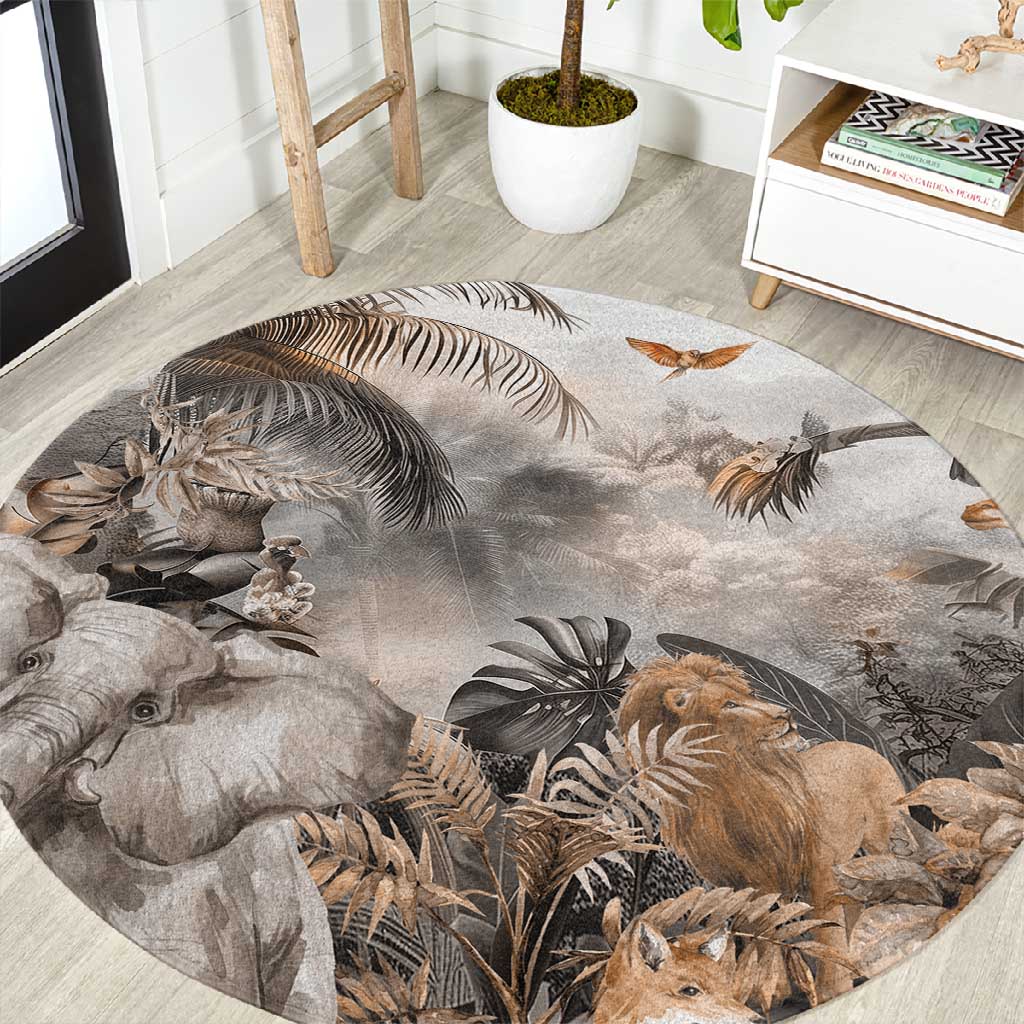 Afro Safari Animals Round Carpet LT18