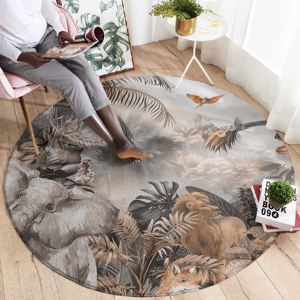 Afro Safari Animals Round Carpet LT18