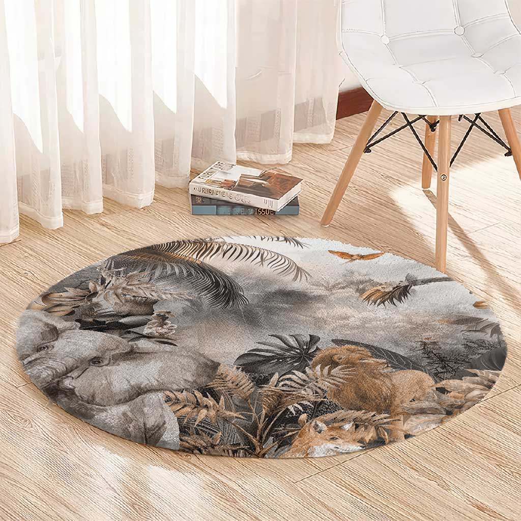Afro Safari Animals Round Carpet LT18