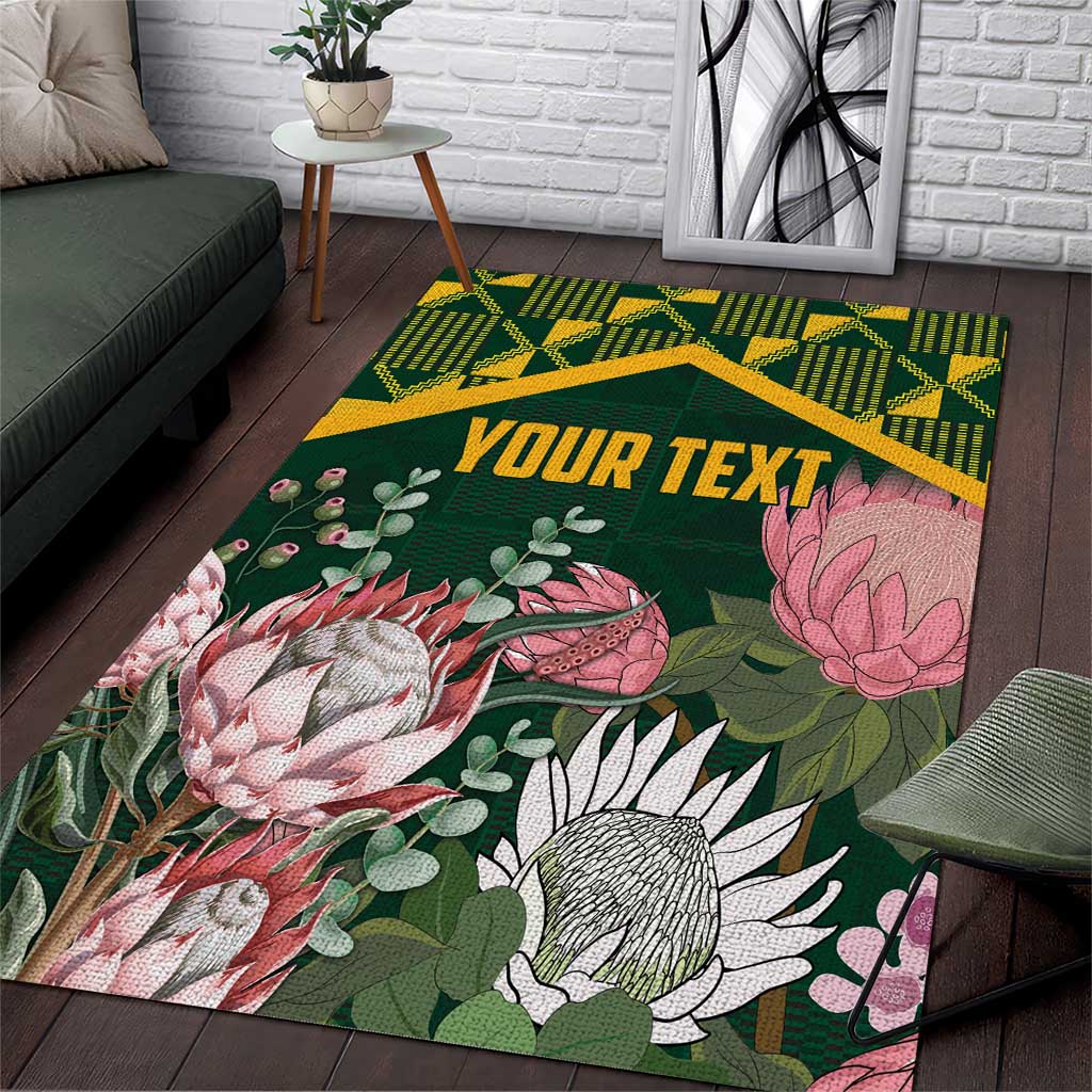 Personalized South Africa With Afro King Protea Area Rug Kente Patterns LT18