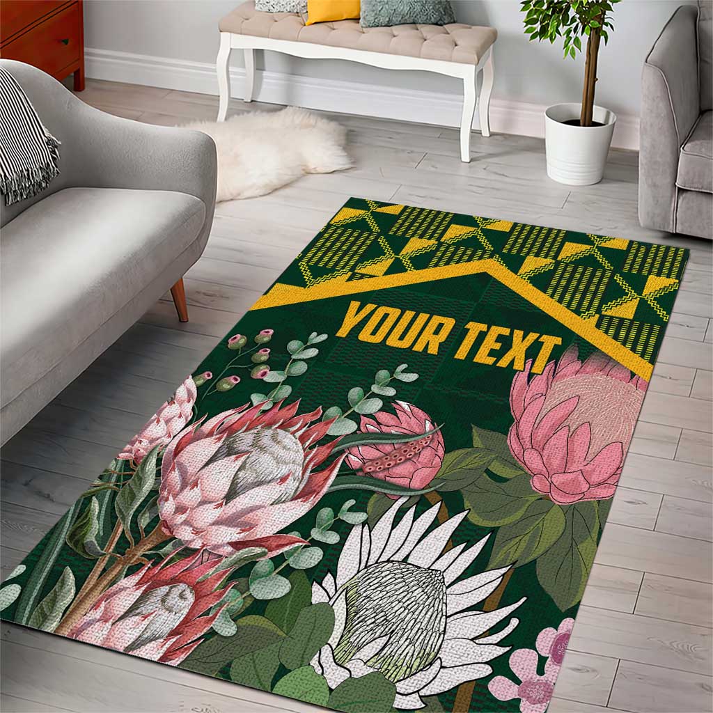 Personalized South Africa With Afro King Protea Area Rug Kente Patterns LT18