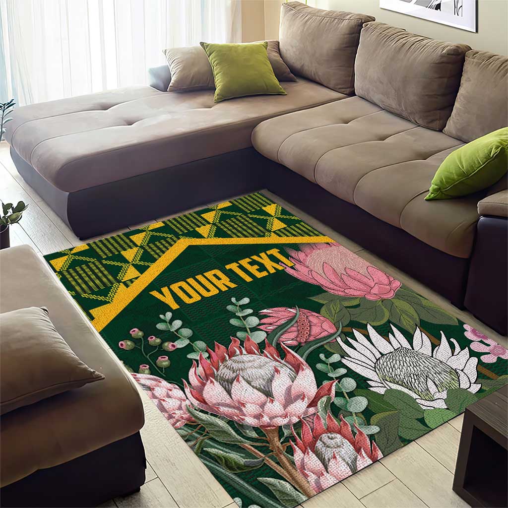 Personalized South Africa With Afro King Protea Area Rug Kente Patterns LT18
