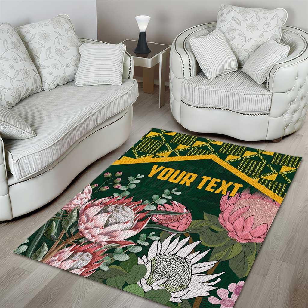 Personalized South Africa With Afro King Protea Area Rug Kente Patterns LT18