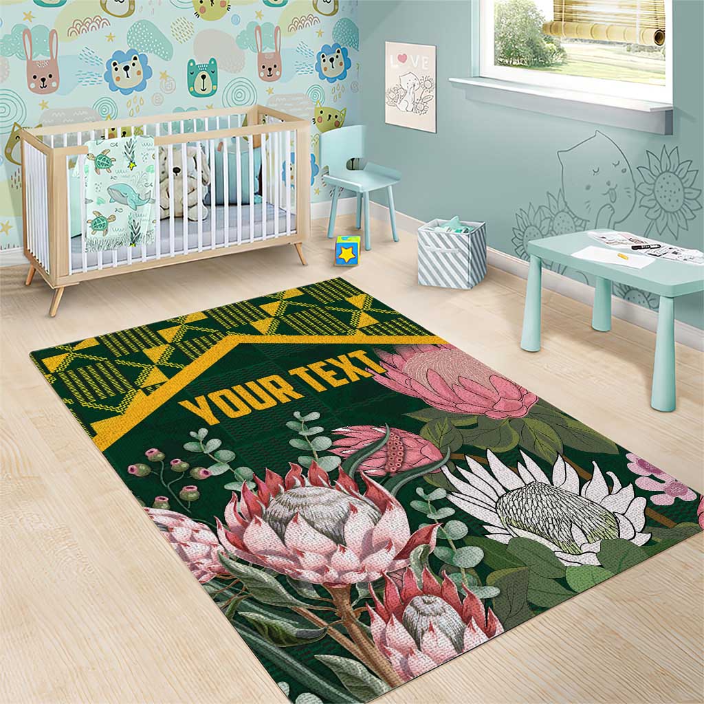 Personalized South Africa With Afro King Protea Area Rug Kente Patterns LT18