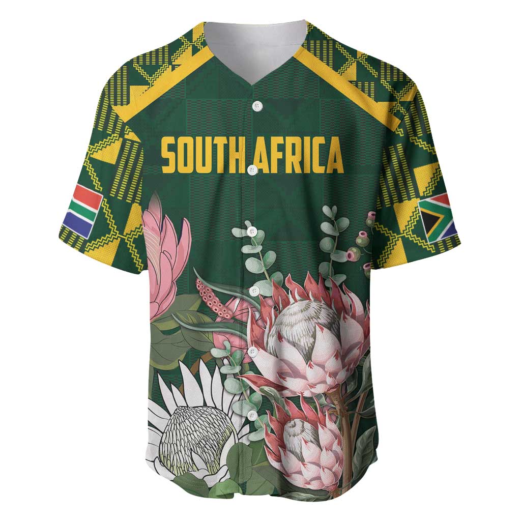 Personalized South Africa With Afro King Protea Baseball Jersey Kente Patterns LT18