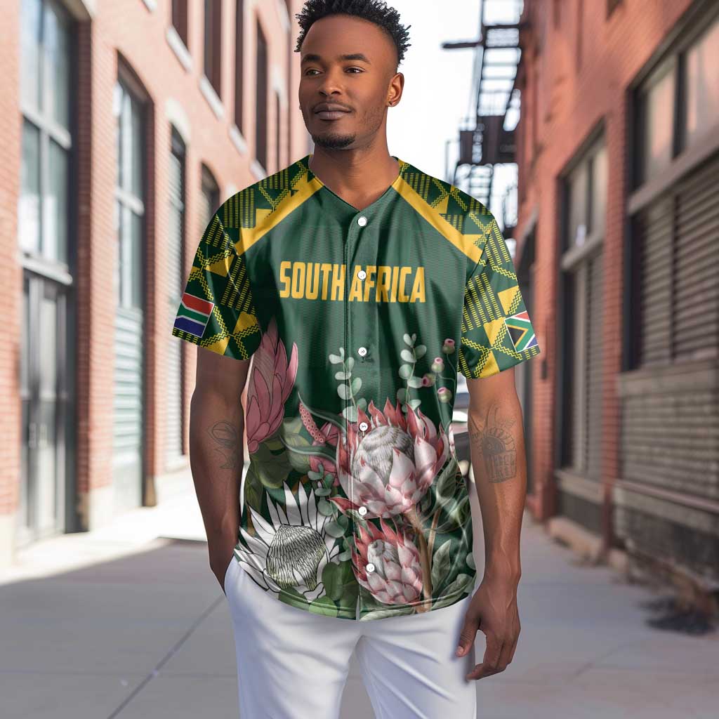 Personalized South Africa With Afro King Protea Baseball Jersey Kente Patterns LT18