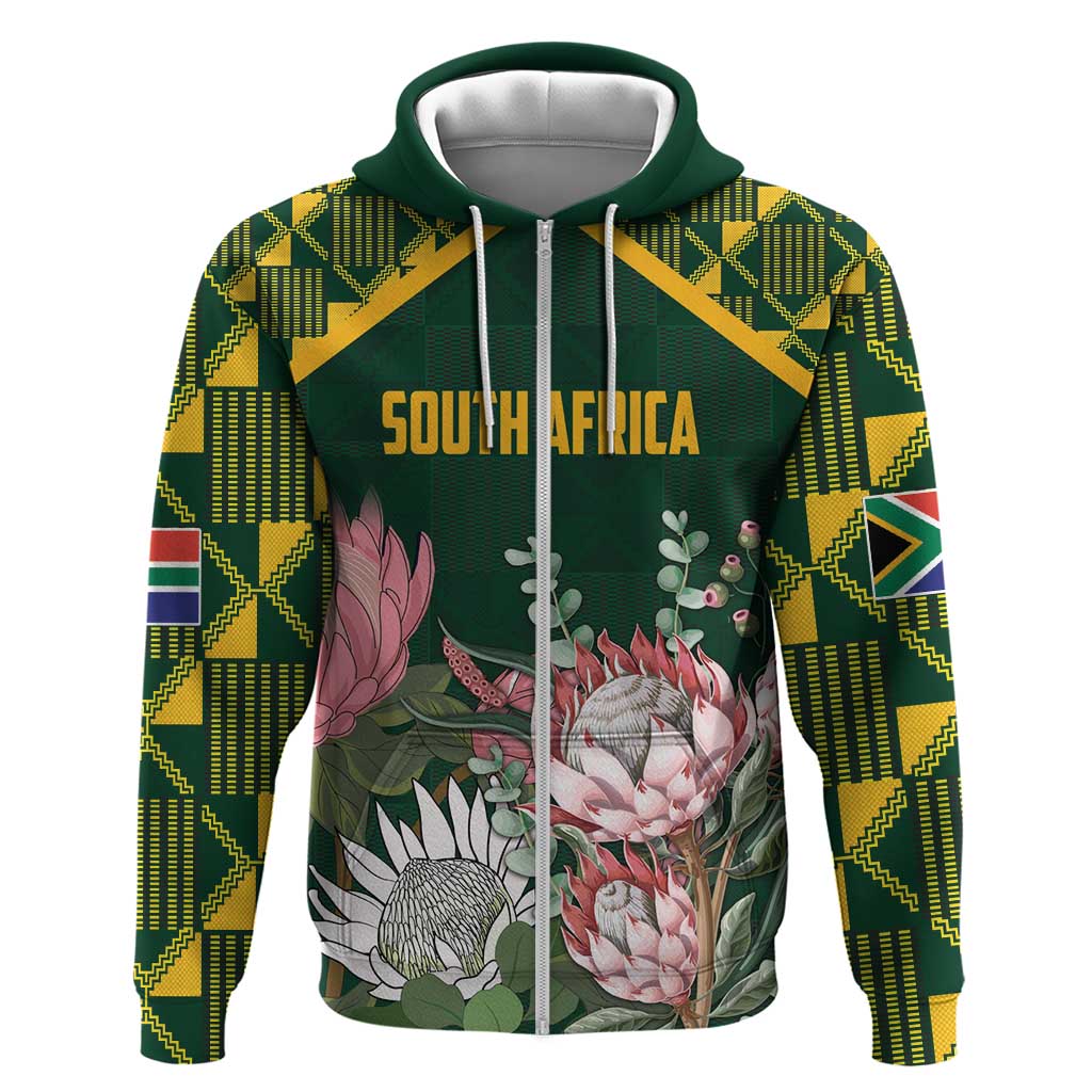 Personalized South Africa King Protea Hoodie With Kente Patterns LT18