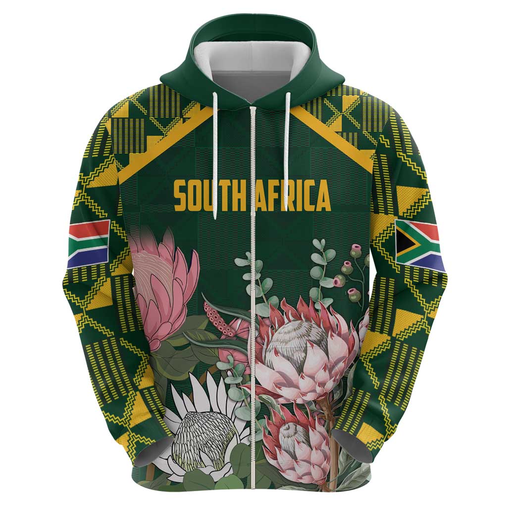 Personalized South Africa King Protea Hoodie With Kente Patterns LT18