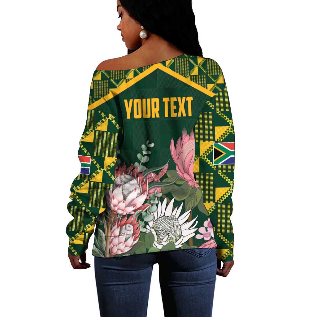 Personalized South Africa With Afro King Protea Off Shoulder Sweater Kente Patterns LT18