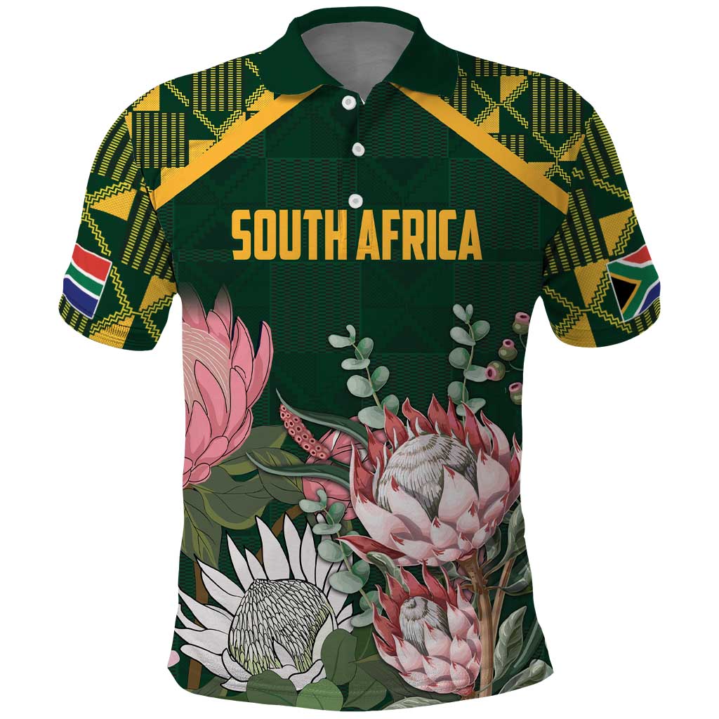Personalized South Africa King Protea Polo Shirt With Kente Patterns LT18