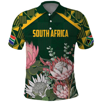Personalized South Africa King Protea Polo Shirt With Kente Patterns LT18