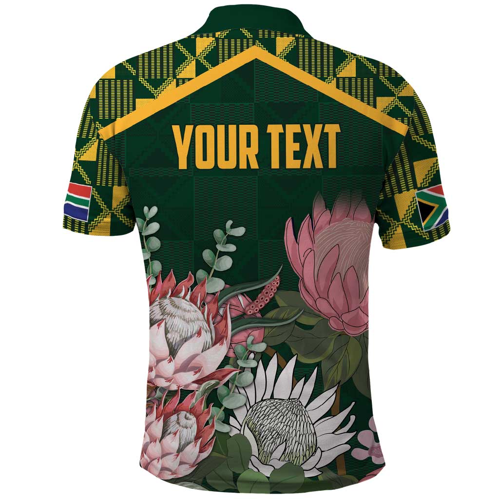Personalized South Africa King Protea Polo Shirt With Kente Patterns LT18