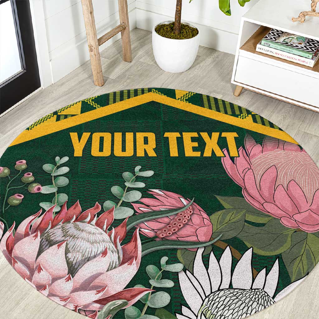 Personalized South Africa With Afro King Protea Round Carpet Kente Patterns LT18