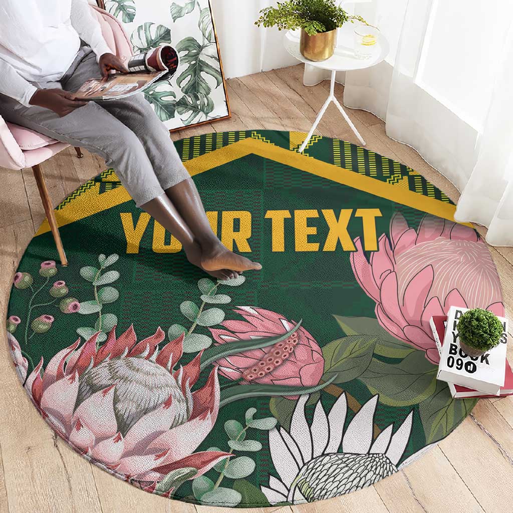 Personalized South Africa With Afro King Protea Round Carpet Kente Patterns LT18