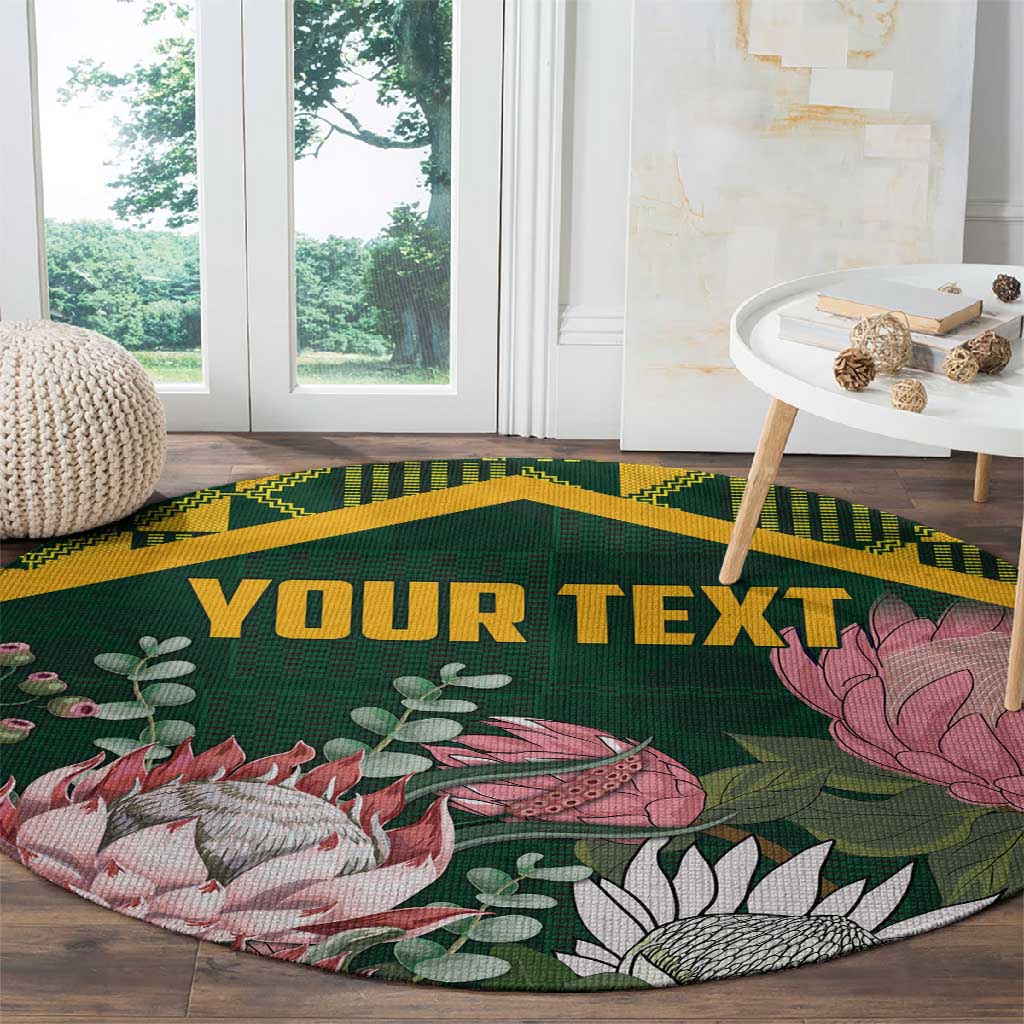 Personalized South Africa With Afro King Protea Round Carpet Kente Patterns LT18