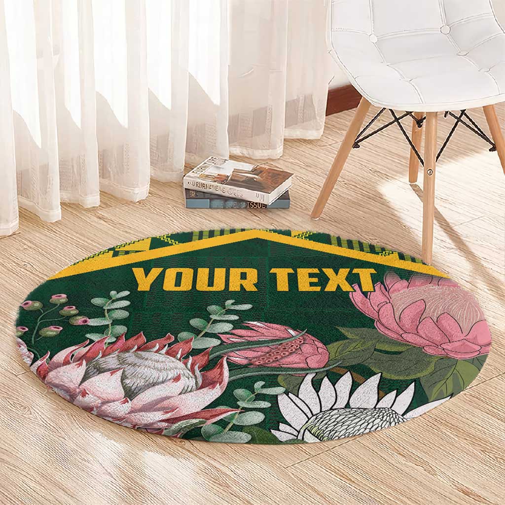 Personalized South Africa With Afro King Protea Round Carpet Kente Patterns LT18