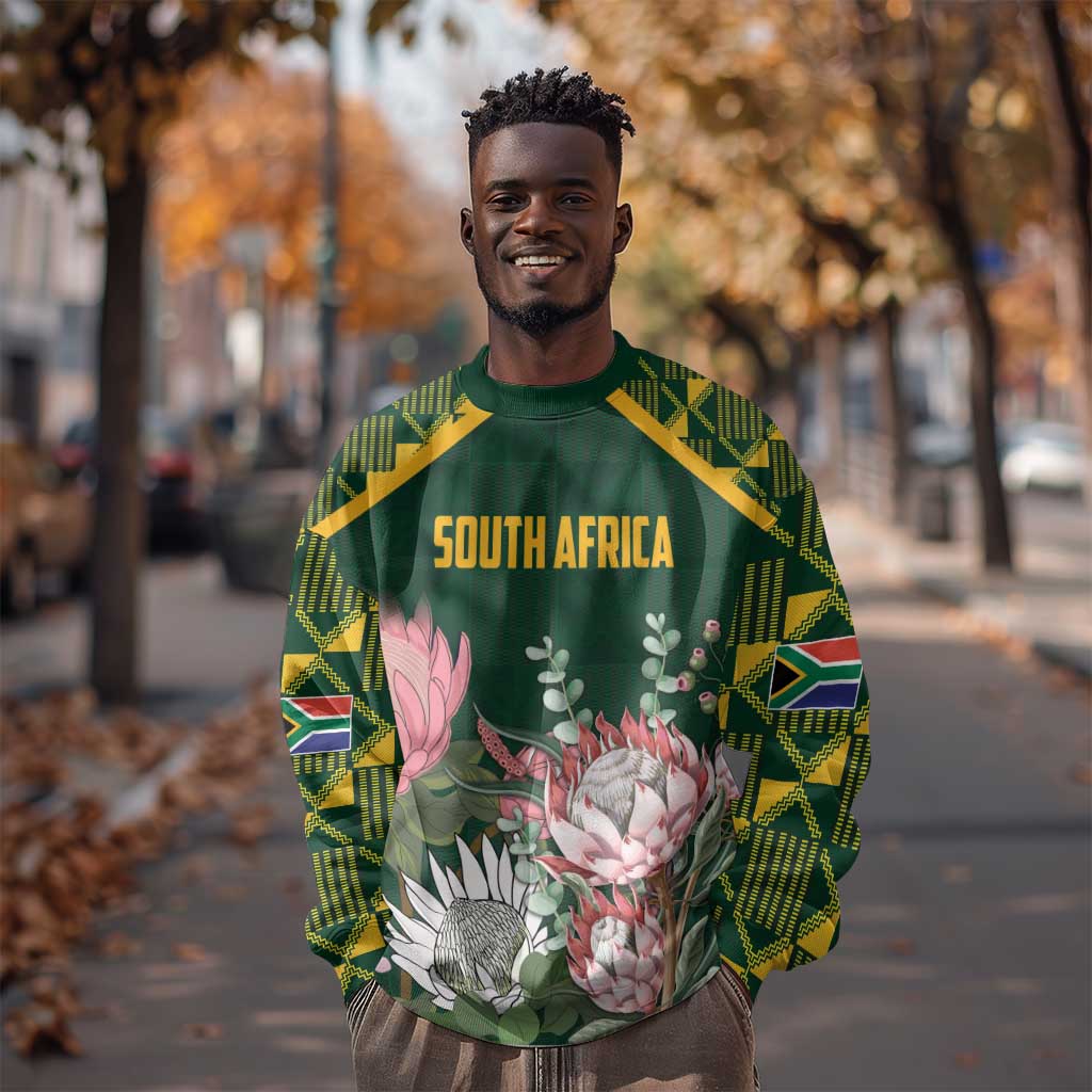 Personalized South Africa With Afro King Protea Sweatshirt Kente Patterns LT18