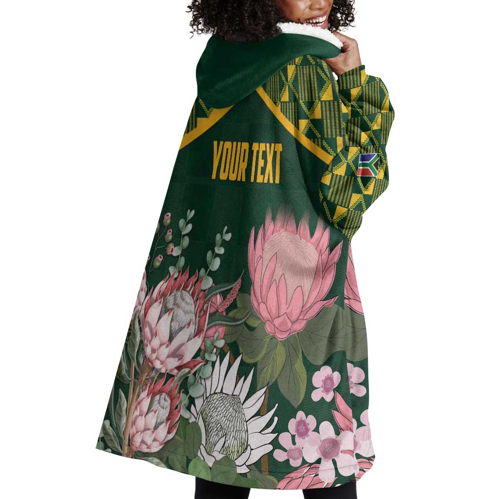 Personalized South Africa With Afro King Protea Wearable Blanket Hoodie Kente Patterns LT18