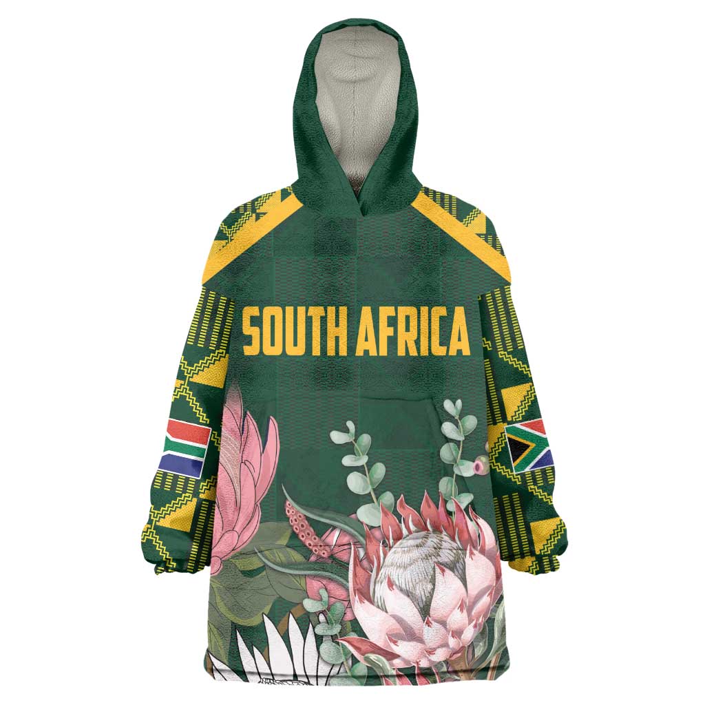 Personalized South Africa With Afro King Protea Wearable Blanket Hoodie Kente Patterns LT18